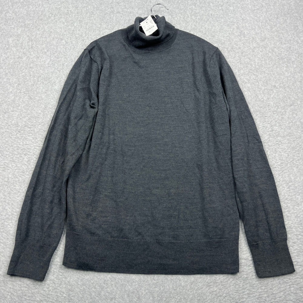 NEW J.Crew Sweater Mens Medium Gray Washable Merino Wool-blend Turtleneck Knit